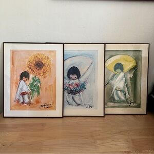 Ted DeGrazia Signed Vintage Print Set Framed Southwestern Art Children Lot of 3